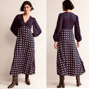 Boden Francis Empire Maxi Tea Dress size 14 Floral Heart Print